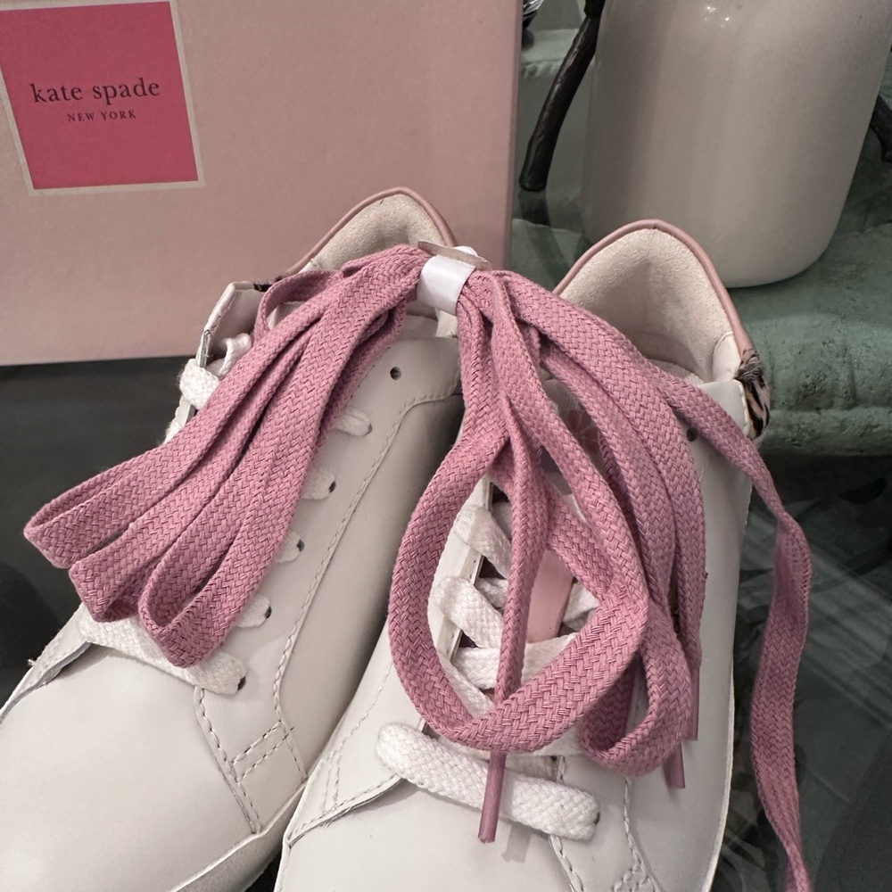 New in Box Kate Spade Ace Pink and Leopard Print Sneakers sz 6 .5 - Picture 12 of 14